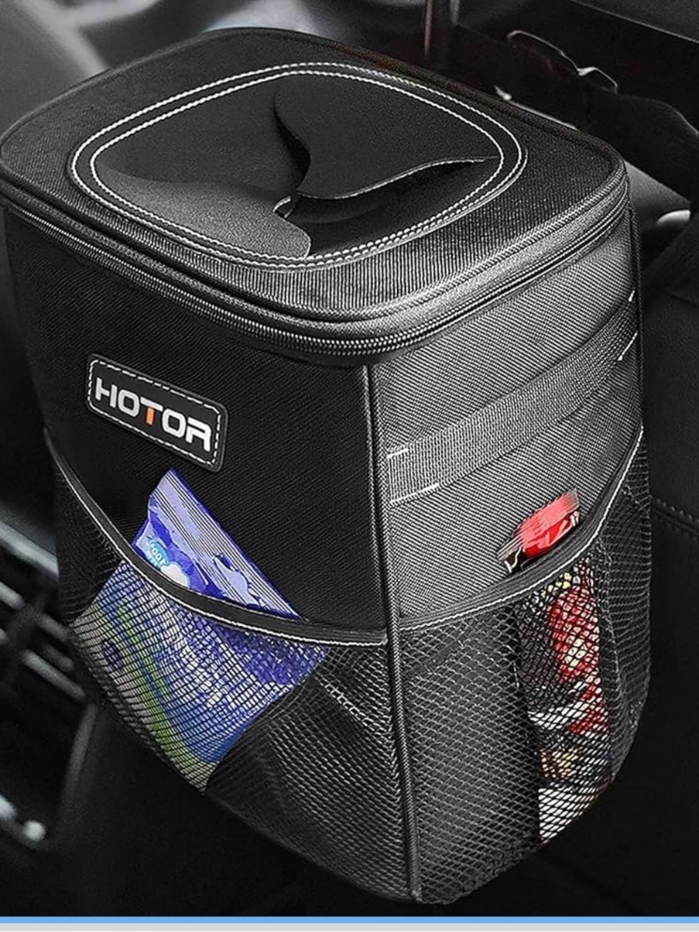 Black Car Trash Bin & Storage Organizer